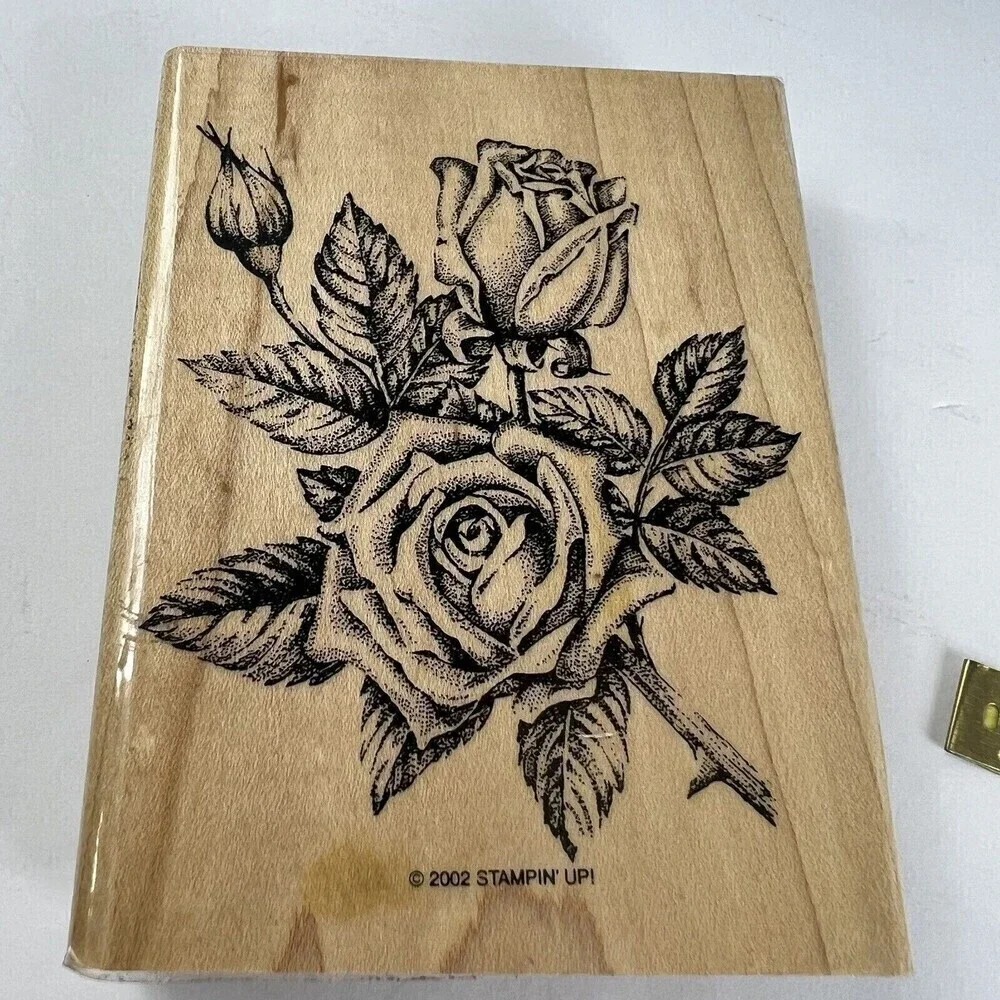 2002 Stampin Up Stipple Rose Set of 1 Stamp Rose Hard to Find